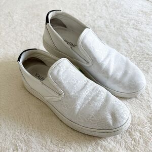 Valentino Adriel Monogram Leather Slip on Sneakers Size 9 White Made in Italy